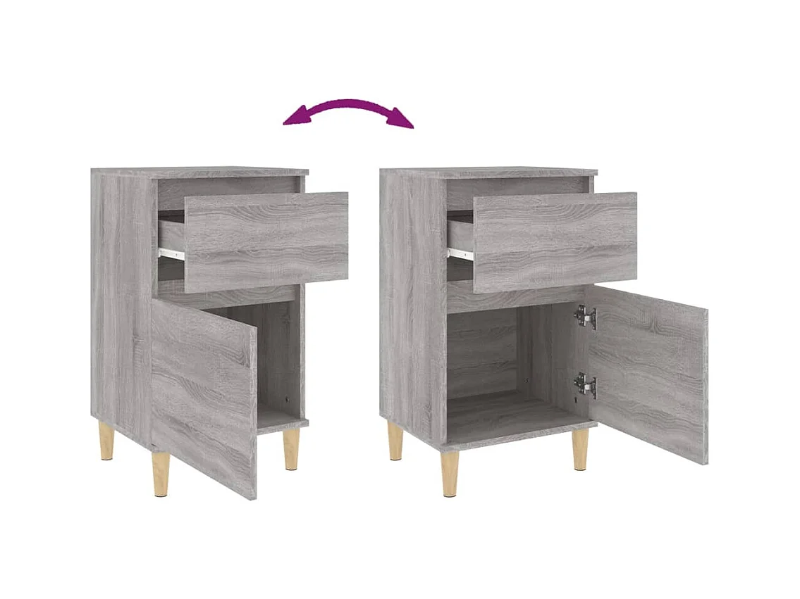 Tables de chevet lot de 2 avec tiroirs sonoma gris 40x35x70 cm