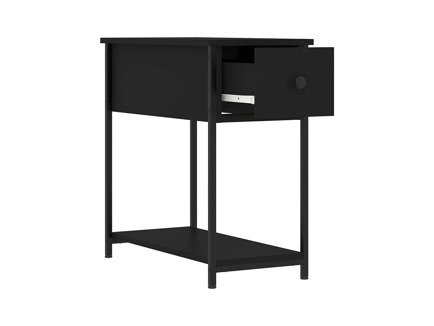 Mesita de noche | Mesilla de noche madera de ingeniería negra 30x60x60 cm