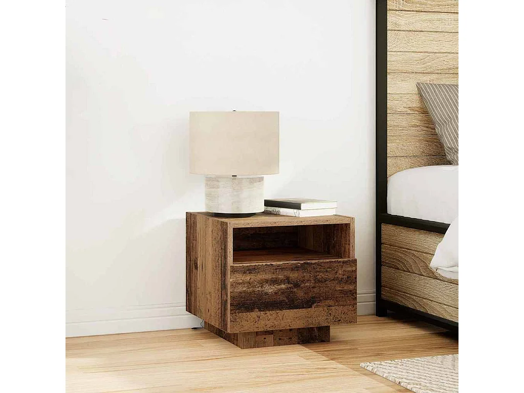 Mesita de Noche | Armario de Noche | Mesa auxiliar Madera vieja 40x39x37 cm Madera contrachapada
