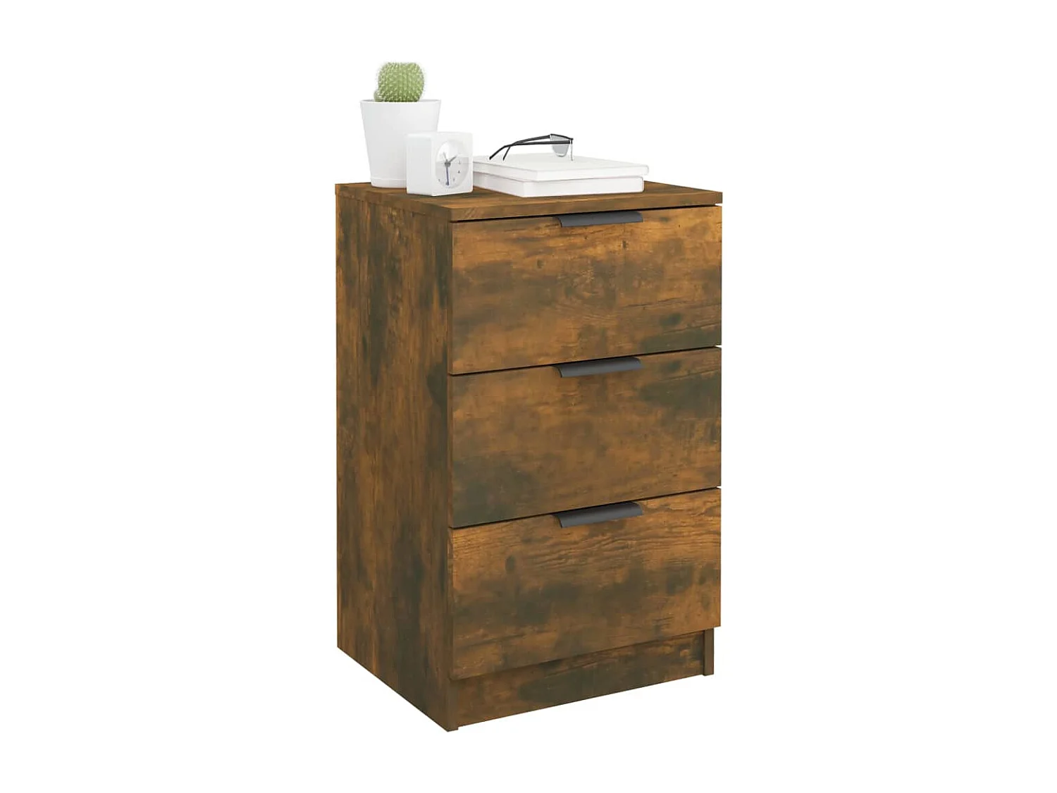 Nachttisch 2er Set-Beistelltisch-Nachttischkommode Räuchereiche 40x36x65 cm SHL66738