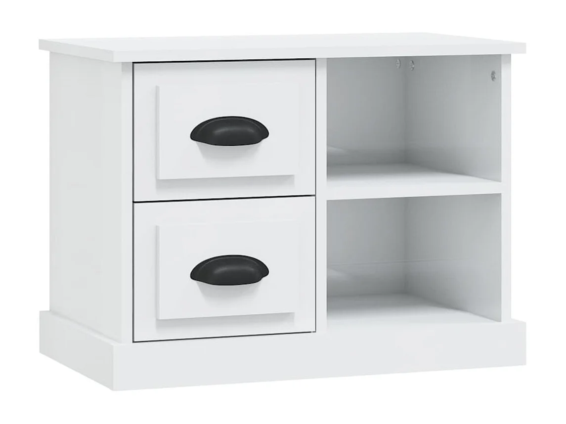 Nachttisch-Beistelltisch Hochglanz-Weiß 60x35,5x45 cm SHL73187