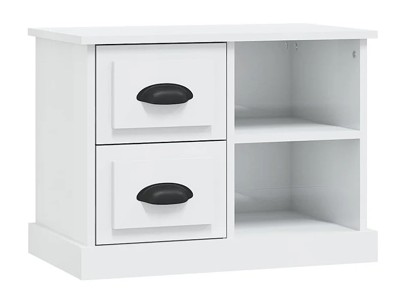 Table de chevet-Table d'appoint-Table de nuit blanc brillant 60x35,5x45 cm