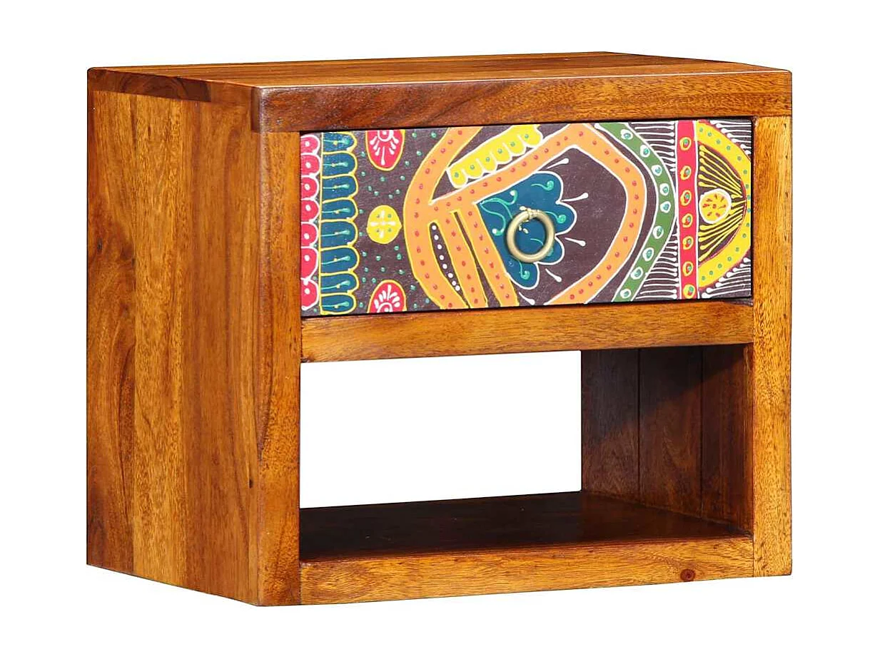 Nachttisch 2er Set-Beistelltisch Braun 40 x 35 x 35 cm Akazie Massivholz SHL36605