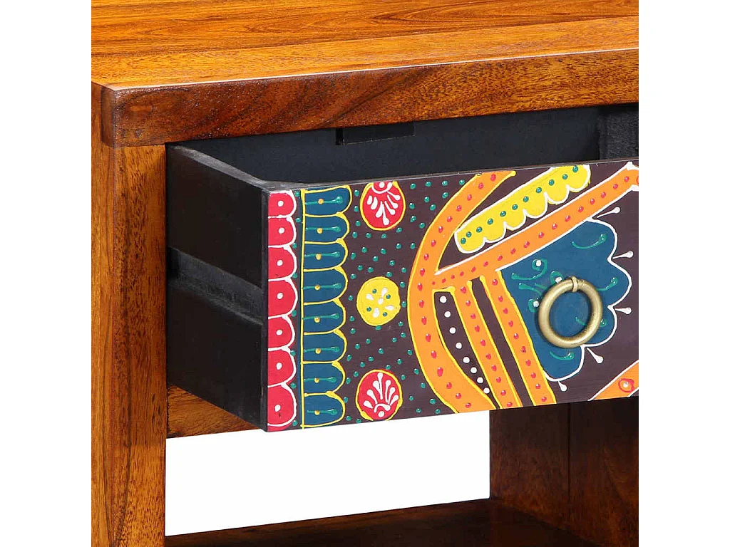 Nachttisch 2er Set-Beistelltisch Braun 40 x 35 x 35 cm Akazie Massivholz SHL36605