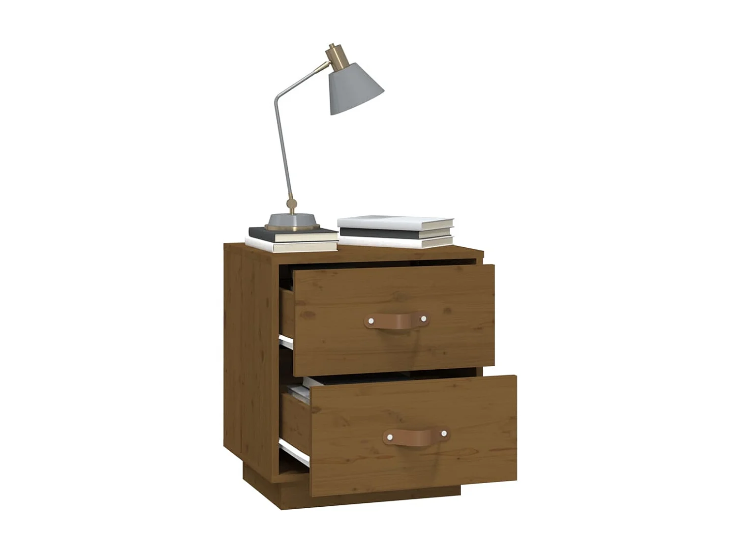 Nachttisch 2er Set-Beistelltisch-Nachttischkommode Honigbraun 40x34x45 cm Massivholz Kiefer SHL5808