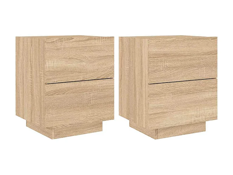 Mesitas de noche | Mesilla de noche luces LED 2 uds madera ingeniería roble Sonoma