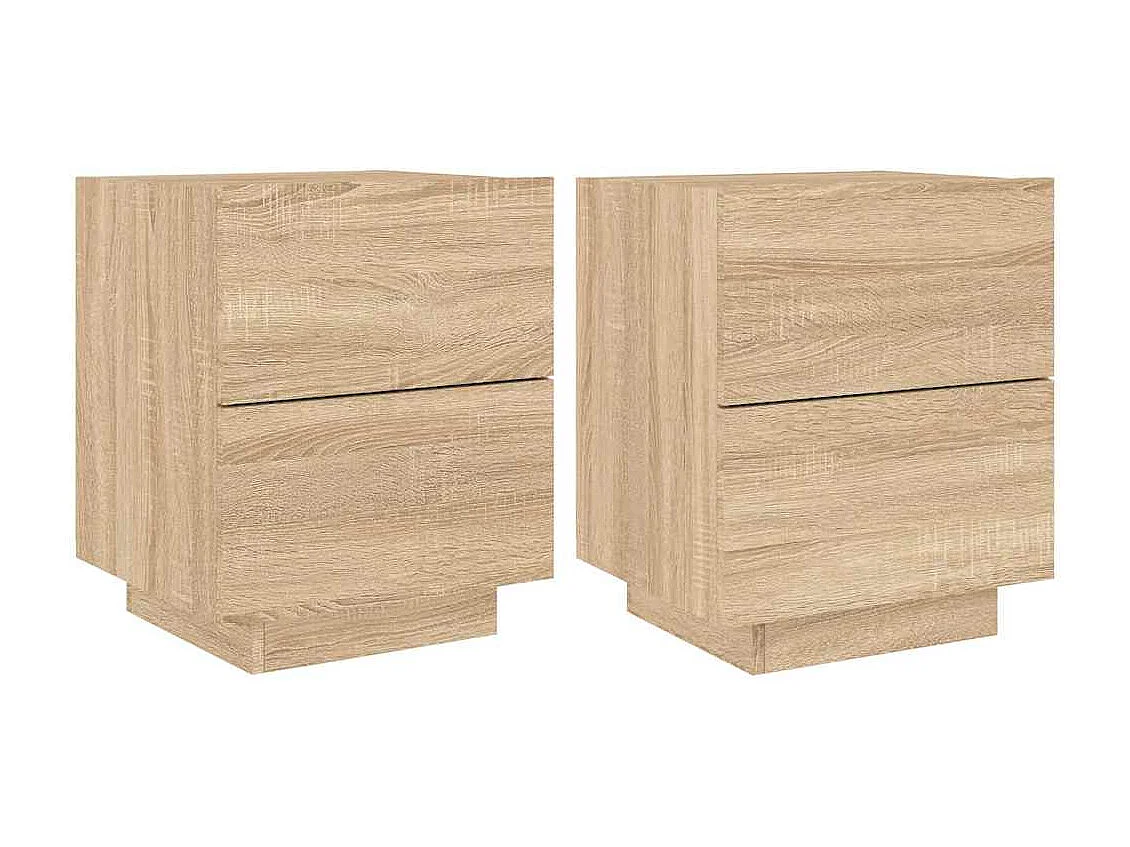Nachttische mit LED-Leuchten 2er Set | Beistelltisch Sonoma Eiche Holzwerkstoff SHL56729