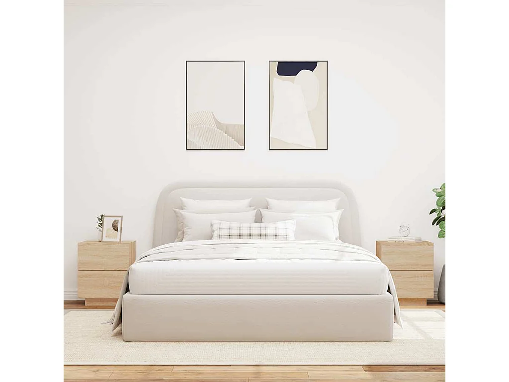 Nachttische mit LED-Leuchten 2er Set | Beistelltisch Sonoma Eiche Holzwerkstoff SHL56729