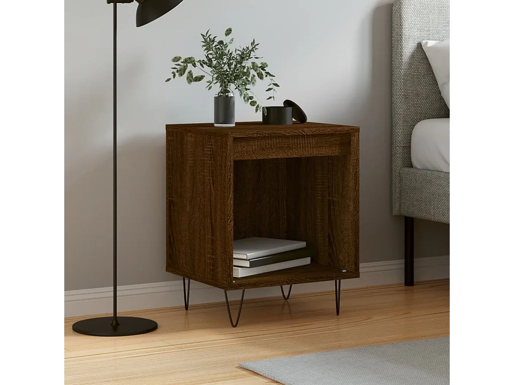 Nachttisch-Beistelltisch Braun Eichen-Optik 40x35x50 cm Holzwerkstoff SHL54449