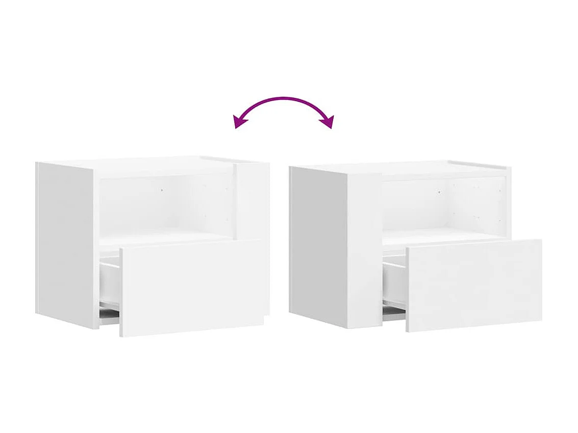 Table de chevet flottante blanc 45x30x35 cm