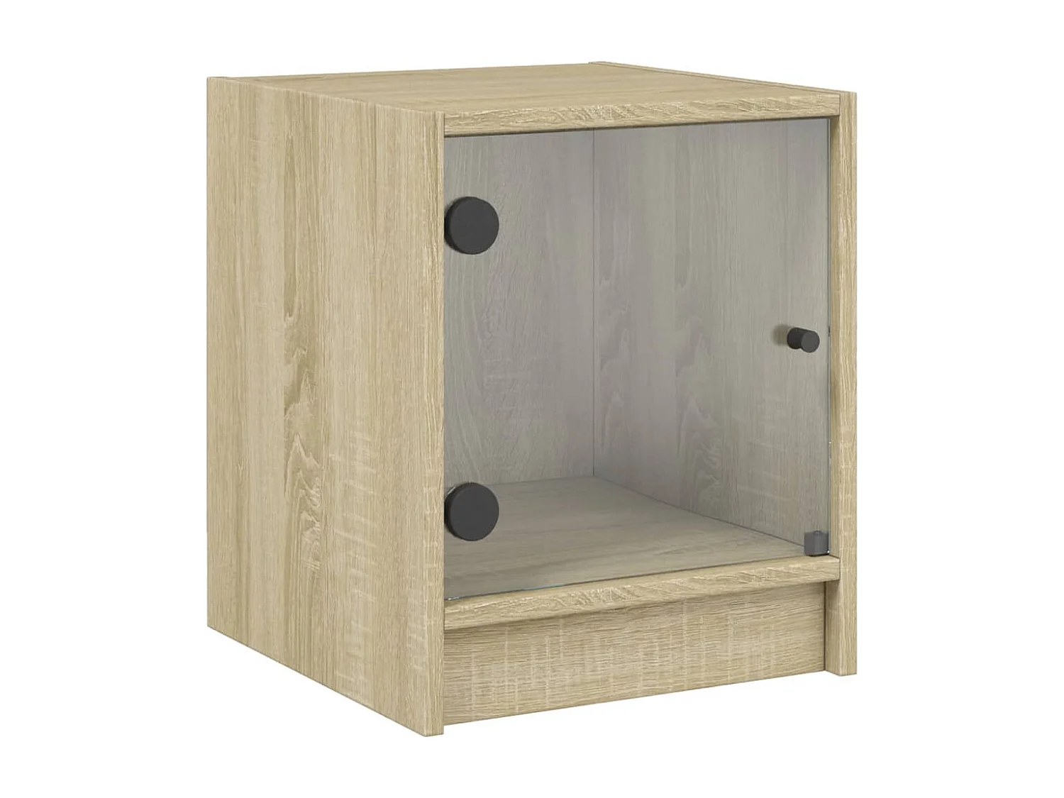 Mesitas de noche | Mesilla de noche con puertas vidrio 2 uds roble Sonoma 35x37x42 cm