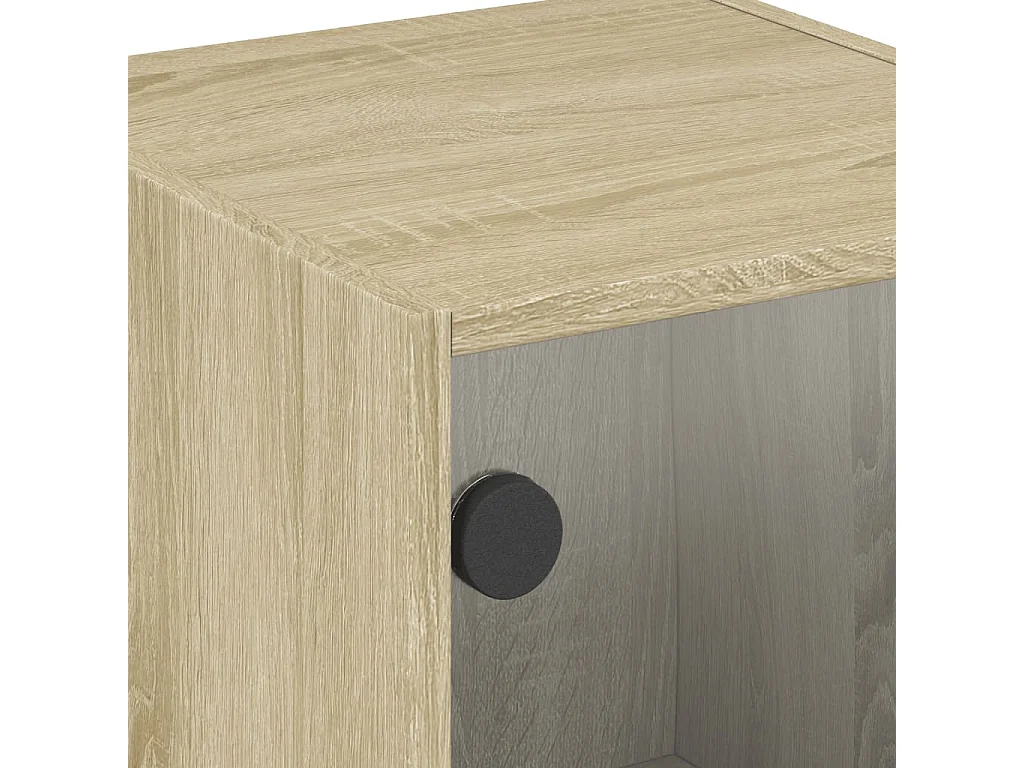 Nachttisch 2er Set-Beistelltisch mit Glastüren Sonoma-Eiche 35x37x42 cm SHL97242