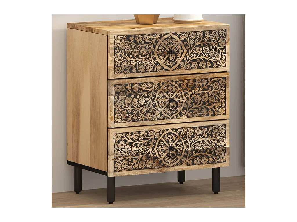 Table de chevet-Table d'appoint 50x33x60 cm bois de manguier massif