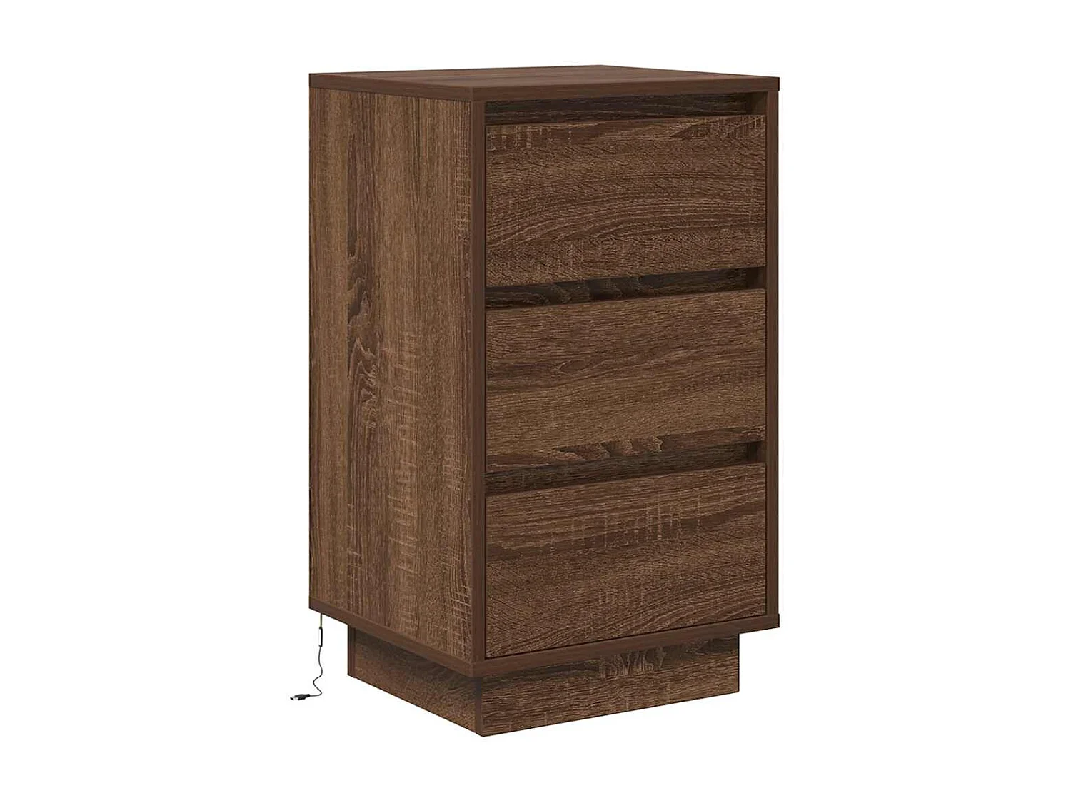 Nachttisch-Beistelltisch mit LED-Leuchten Braun Eichen-Optik 38x34x65 cm SHL52418