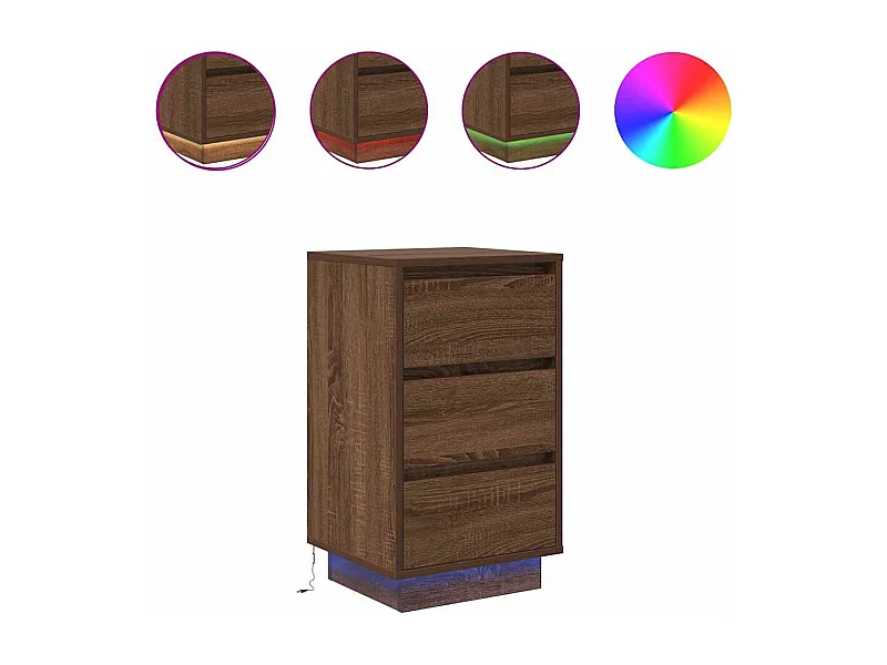 Nachtkastje met LED-verlichting | Bijzettafel Modern 38x34x65 cm bruin eiken