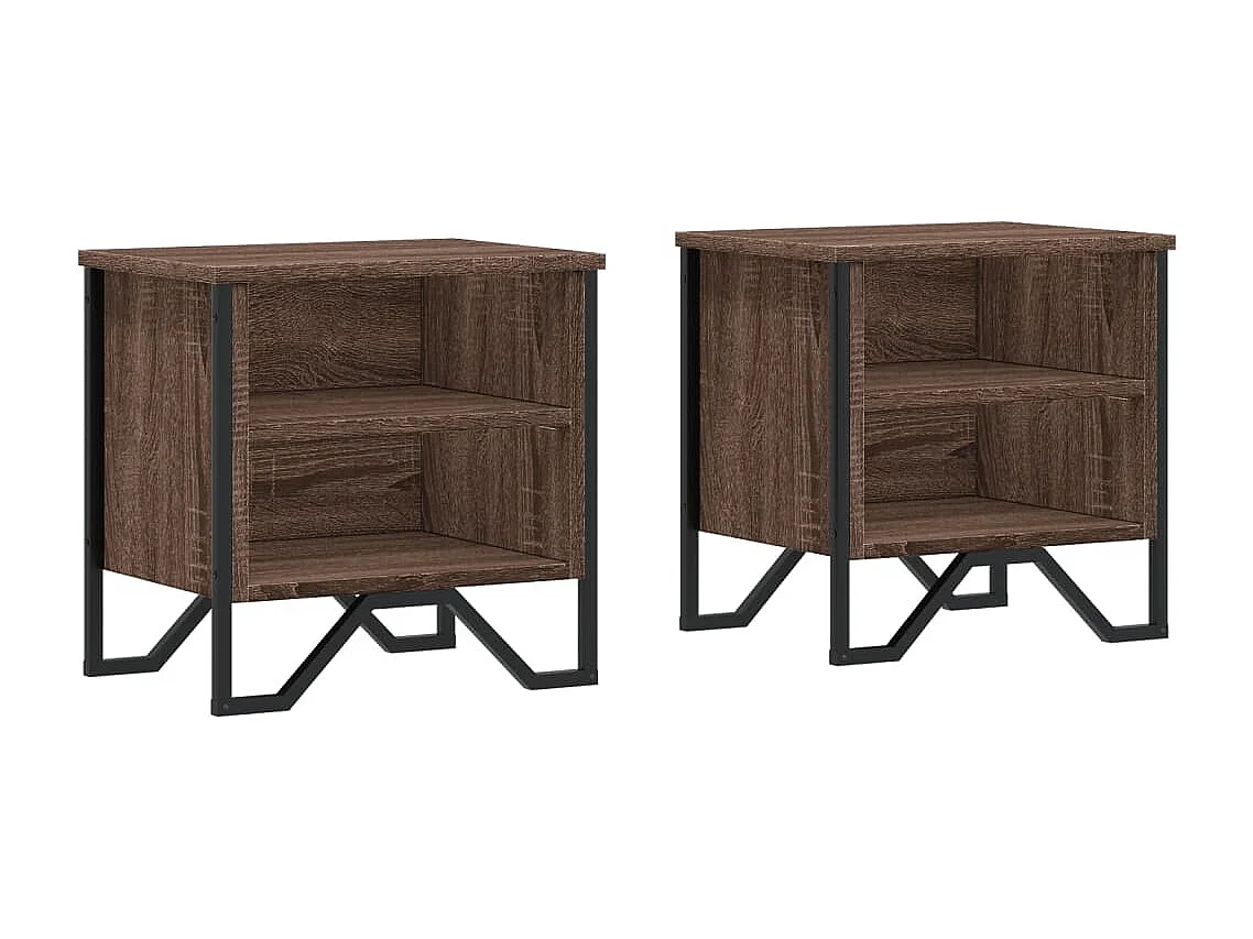 Nachttisch 2er Set-Beistelltisch-Nachttischkommode Eichen-Optik 40x30x40 cm Holzwerkstoff SHL76915