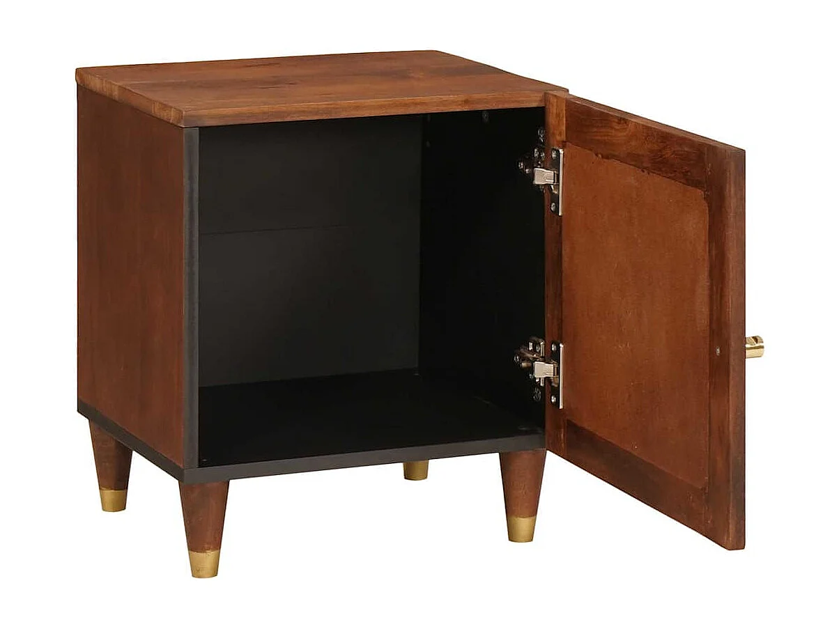 Nachttisch 2er Set-Beistelltisch Braun 40 x 33,5 x 46 cm Massivholz Akazie SHL22042