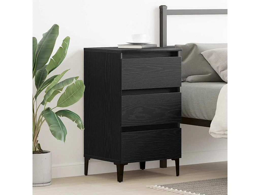 Table de chevet-Table d'appoint Chêne noir 40x35x69 cm Bois d'ingénierie