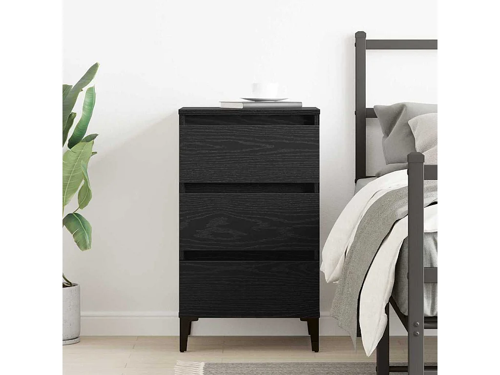 Table de chevet-Table d'appoint Chêne noir 40x35x69 cm Bois d'ingénierie