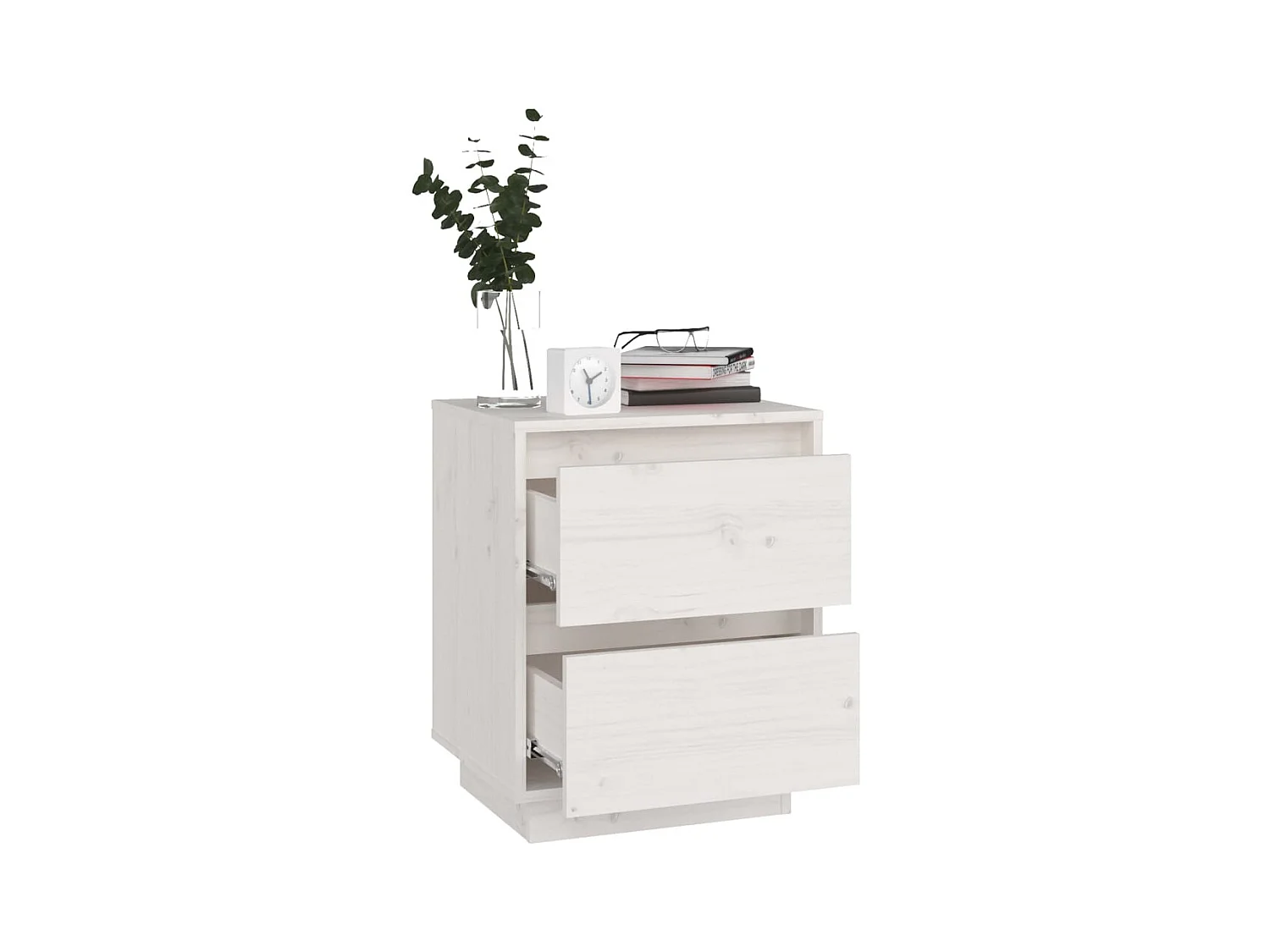 Mesitas de noche | Mesilla de noche 2 uds madera maciza de pino blanco 40x35x50 cm