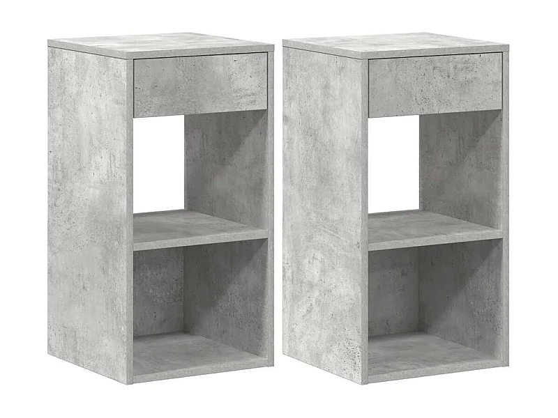 Lot de 2 Tables de chevet avec tiroir gris béton 35x34x66,5 cm