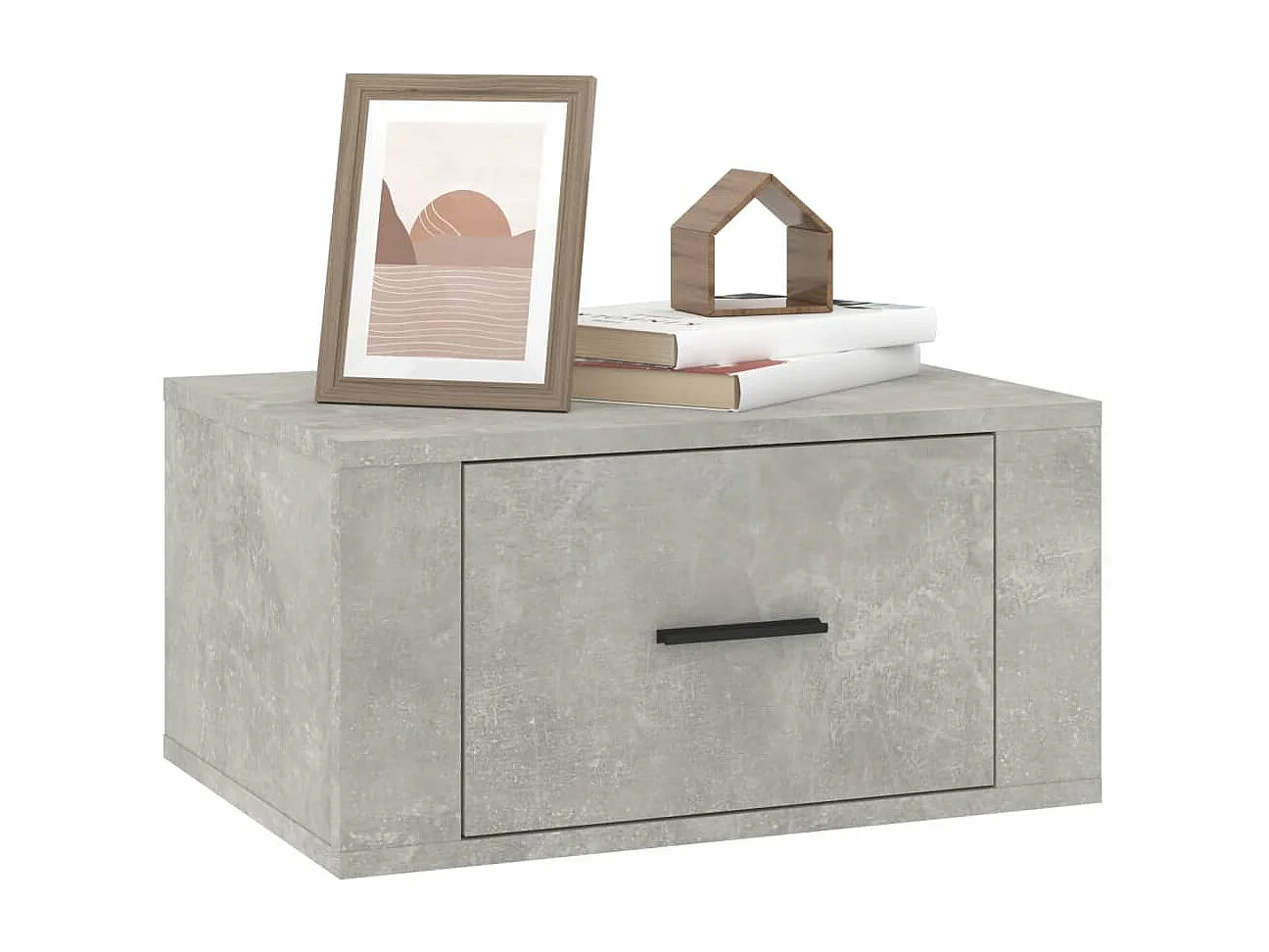 Lot de 2 Tables de chevet flottantes Gris béton 50x36x25 cm