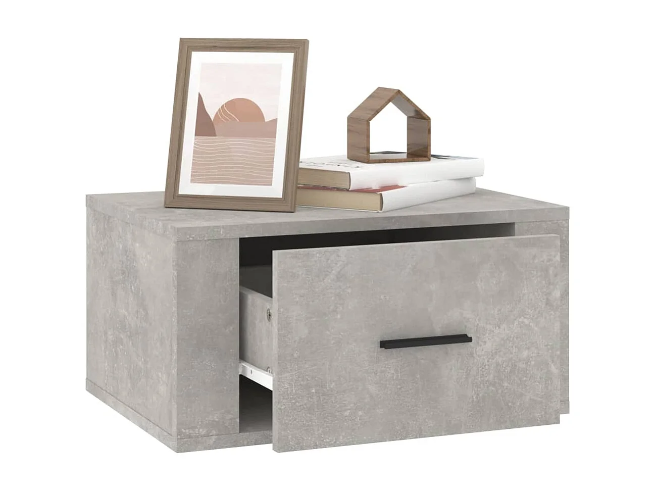 Lot de 2 Tables de chevet flottantes Gris béton 50x36x25 cm