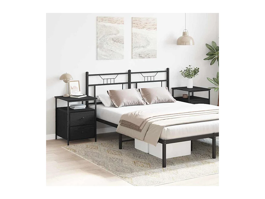 Mesita de Noche | Mesa auxiliar con cajón 2 uds. Roble negro 44x45x60 cm