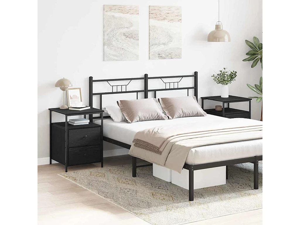 Mesita de Noche | Mesa auxiliar con cajón 2 uds. Roble negro 44x45x60 cm