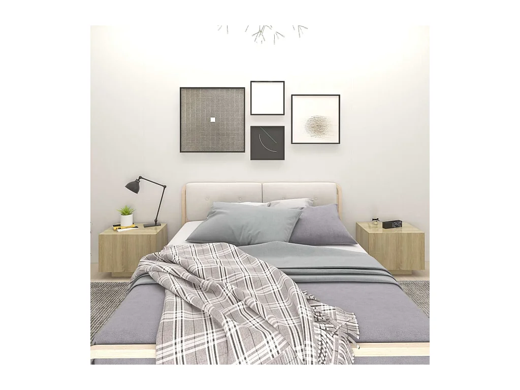 Mesita de noche | Mesilla de noche madera de ingeniería roble Sonoma 100x35x40 cm