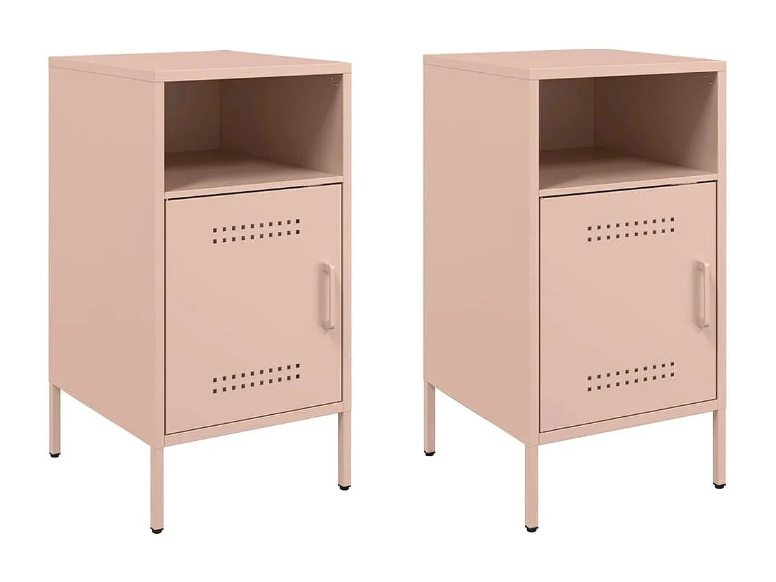 Nachttisch 2er Set-Beistelltisch-Nachttischkommode Rosa 36x39x68 cm Stahl SHL91518