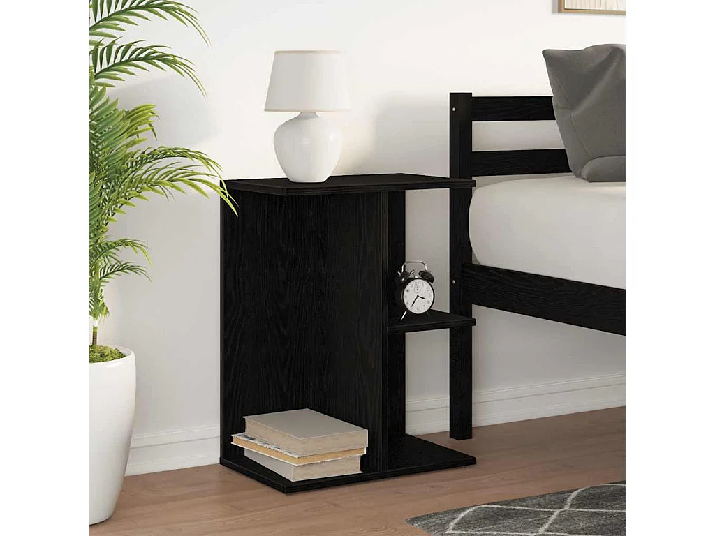 Mesita de noche | Mesilla de noche madera de ingeniería negro roble 46,5x29x61 cm