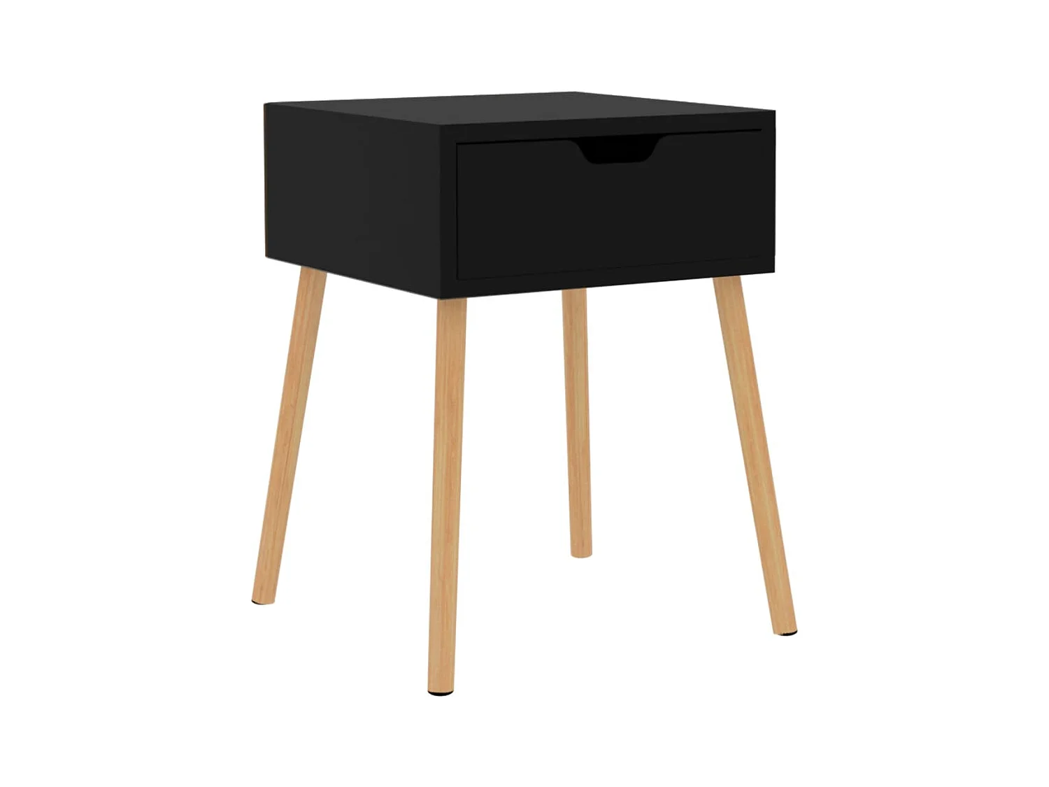 Mesita de noche | Mesilla de noche madera de ingeniería negro brillo 40x40x56 cm