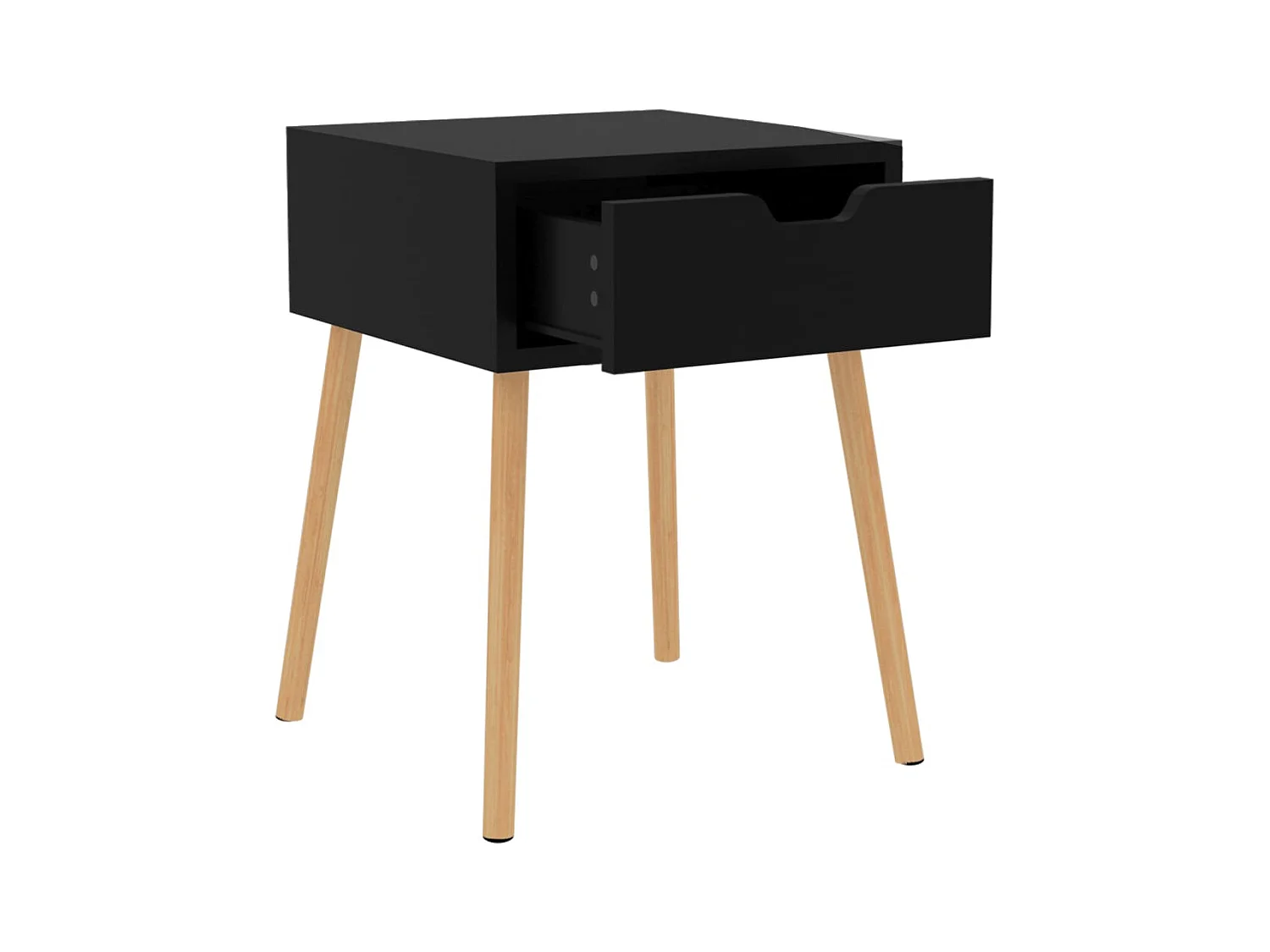 Mesita de noche | Mesilla de noche madera de ingeniería negro brillo 40x40x56 cm