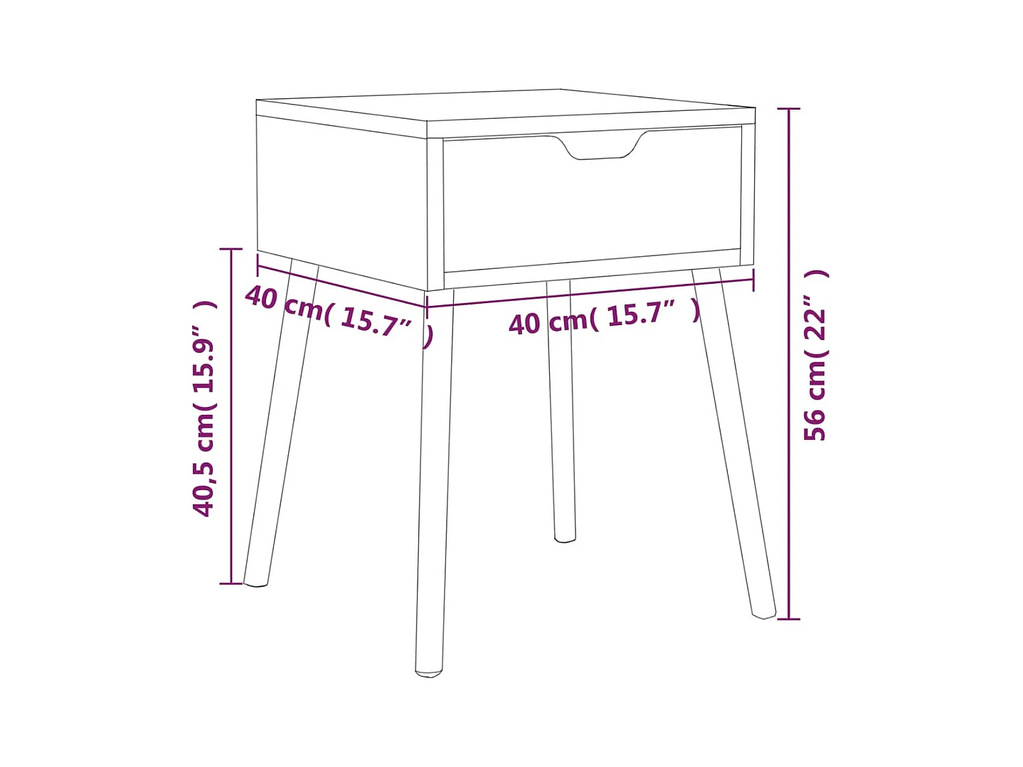 Mesita de noche | Mesilla de noche madera de ingeniería negro brillo 40x40x56 cm