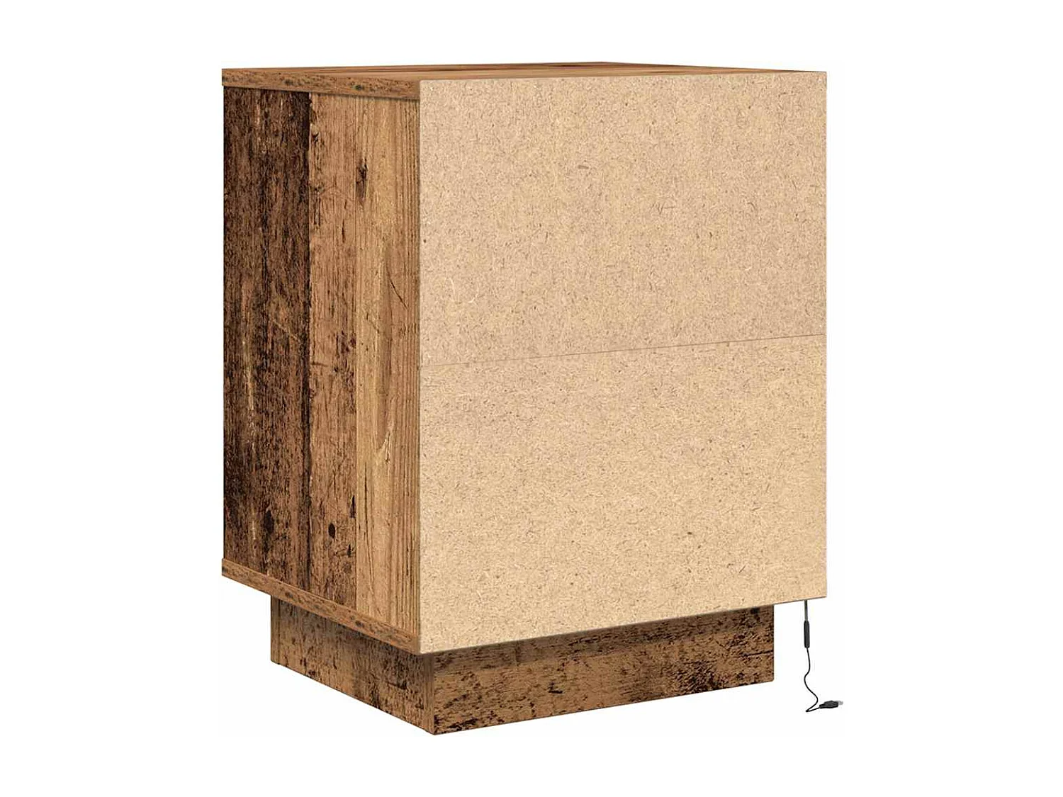 Nachttisch-Beistelltisch-Nachtschrank mit LED-Leuchten Altholz-Optik 38x34x50 cm SHL39395