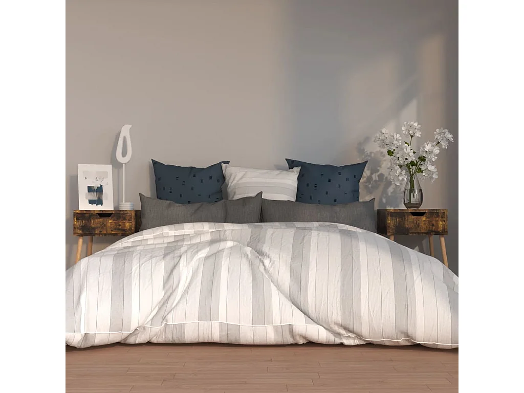 Nachttisch 2er Set-Beistelltisch Räuchereiche 40x40x56 cm Holzwerkstoff SHL48403