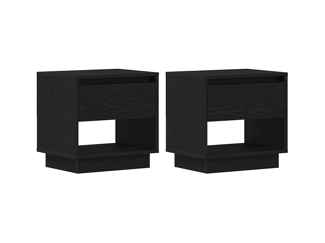 Mesita de noche | Mesilla de noche con cajón 2 uds. Roble negro 45x34x44 cm