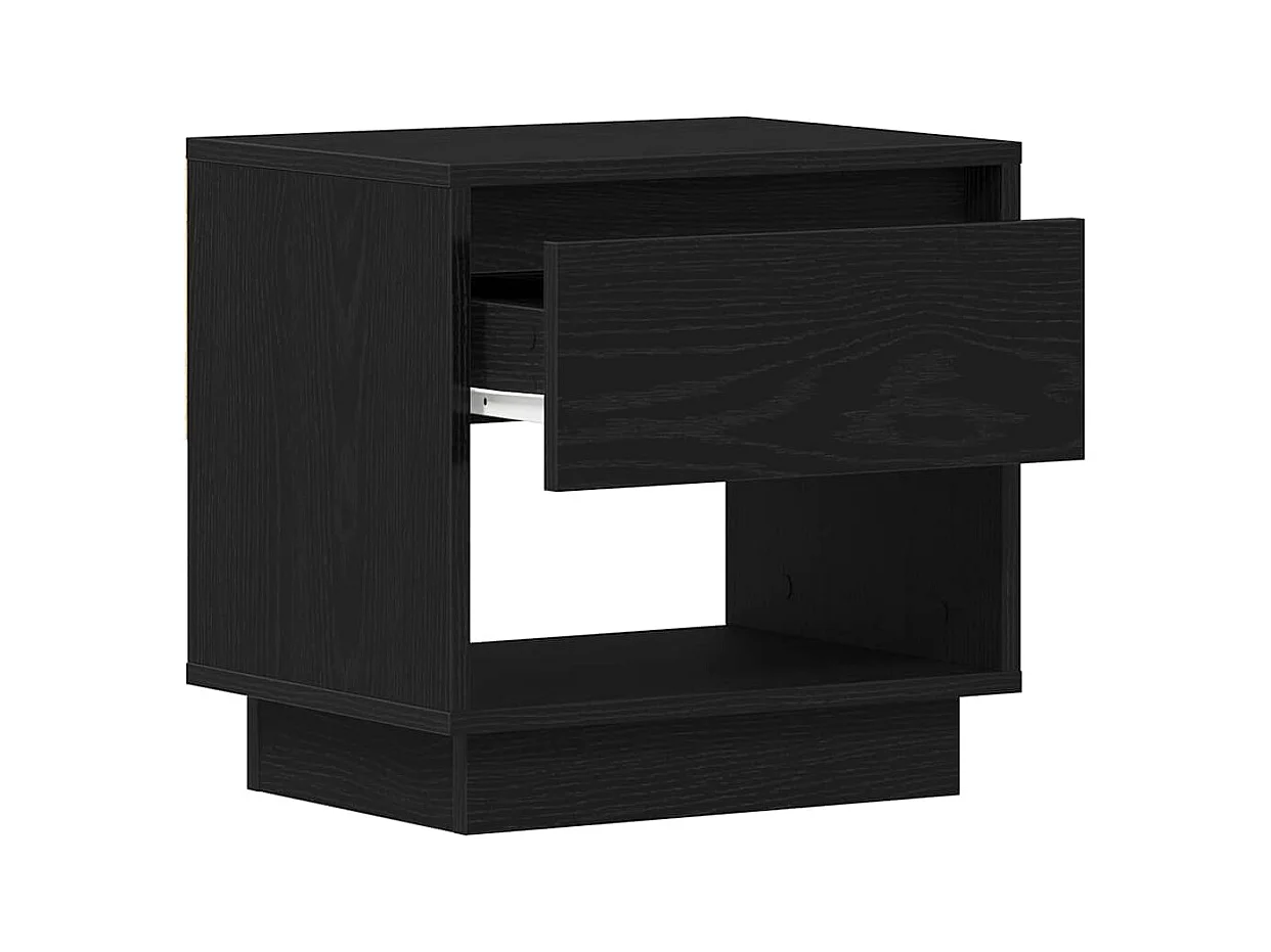 Mesita de noche | Mesilla de noche con cajón 2 uds. Roble negro 45x34x44 cm