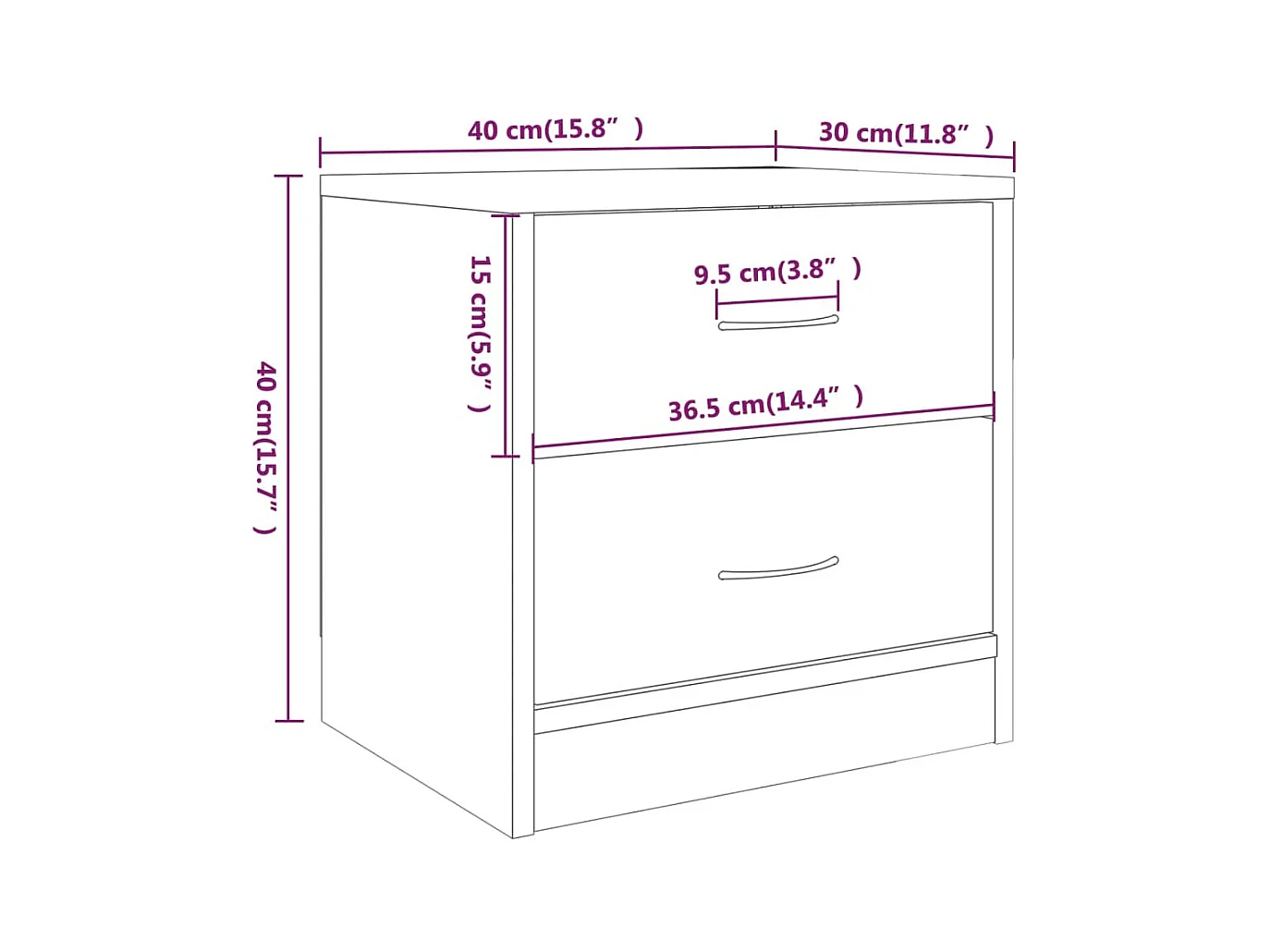 Table de chevet-Table d'appoint-Table de nuit sonoma gris 40x30x40 cm bois d'ingénierie