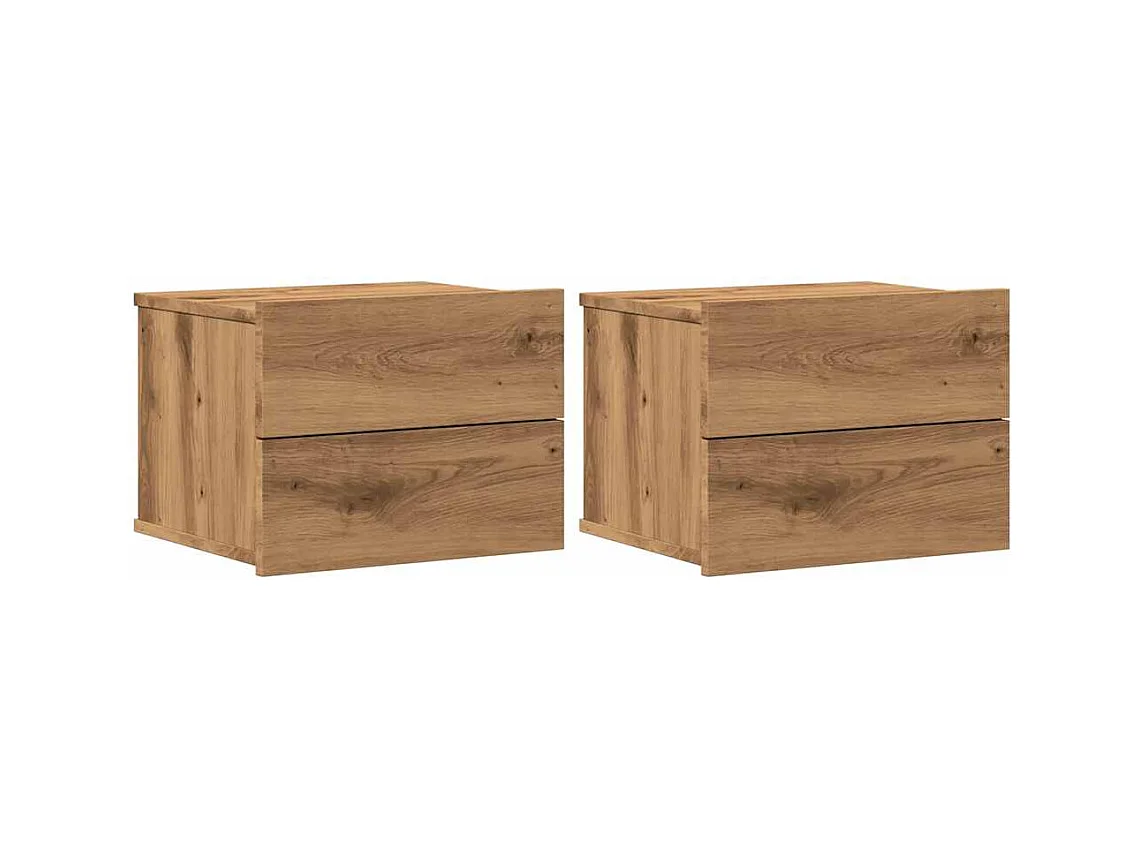 Mesitas de noche | Mesilla de noche de pared 2 uds color roble artisan 40x32x30 cm