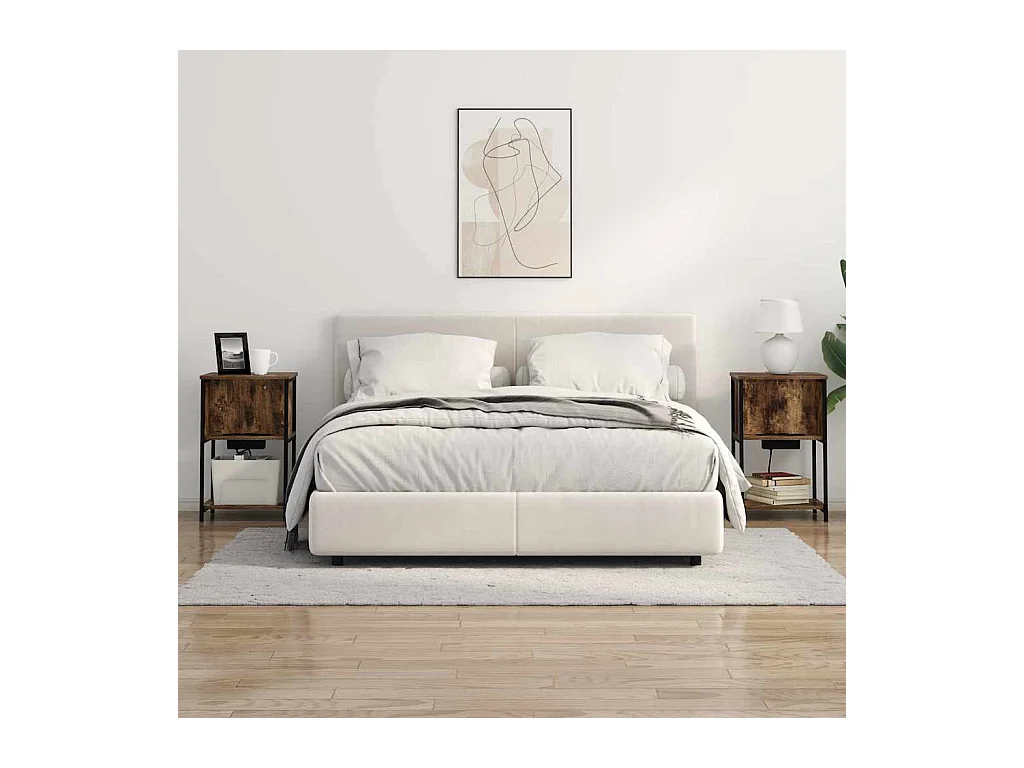 Mesita de Noche | Mesa auxiliar | Armario de Noche 2 uds. Roble ahumado 38x31x61 cm