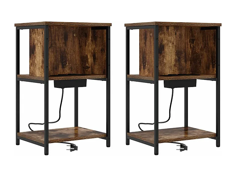 Nachttisch 2er Set-Beistelltisch Geräucherte Eiche 38 x 31 x 61 cm SHL23892