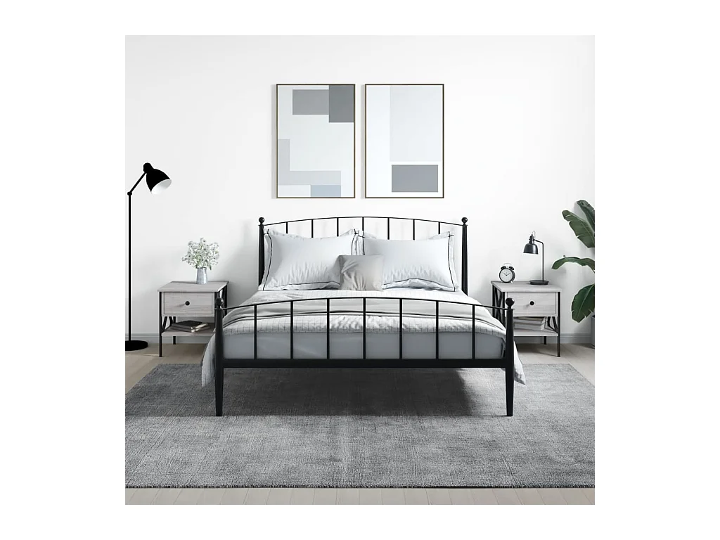 Mesita de noche | Mesilla de noche 2 uds. madera ingeniería gris Sonoma 40x42x45 cm