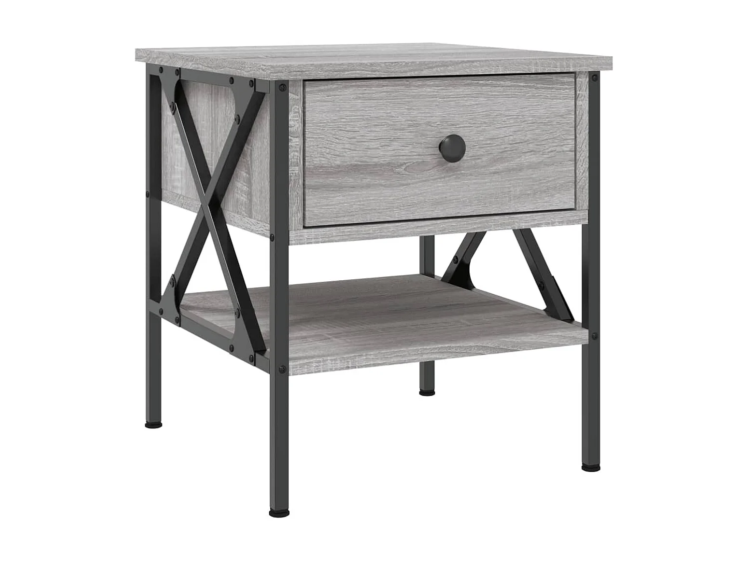 Nachttisch 2er Set-Beistelltisch-Nachttischkommode Grau Sonoma 40x42x45 cm Holzwerkstoff SHL65185