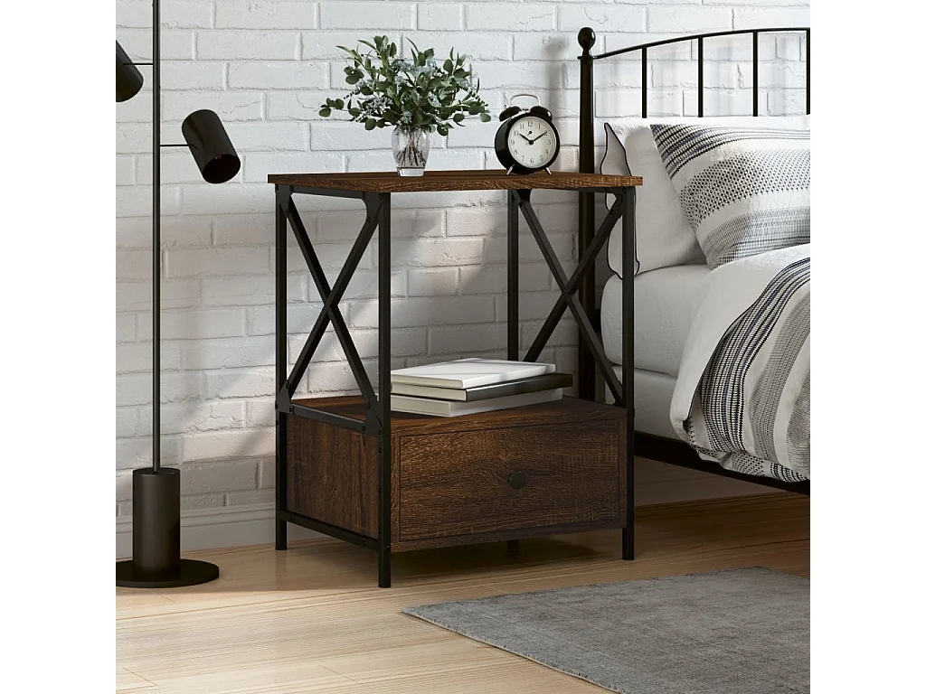 Nachttisch-Beistelltisch Braun Eichen-Optik 50x41x65 cm Holzwerkstoff SHL27944