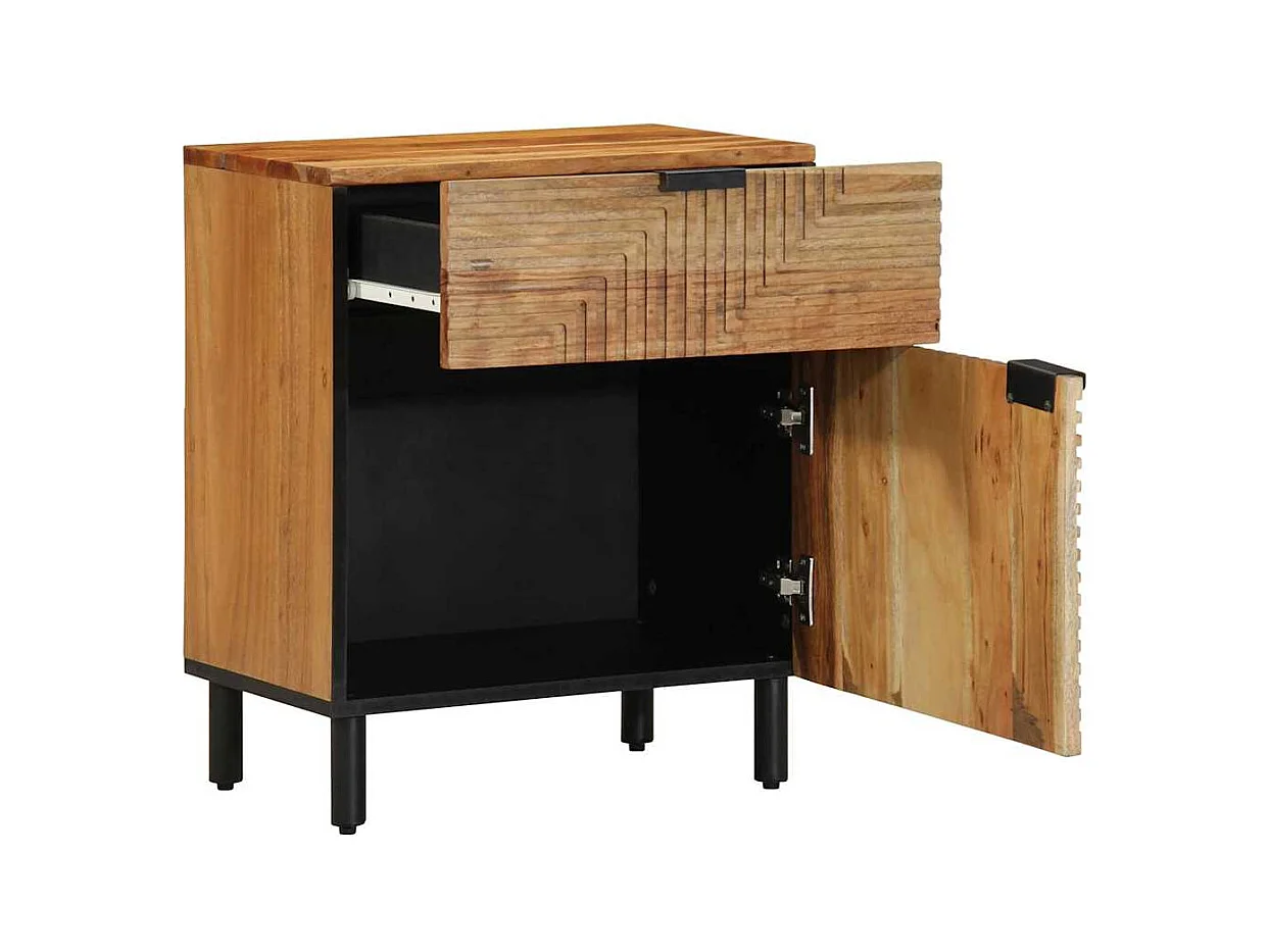 Mesita de Noche | Armario de Noche Marrón 50x33x60 cm madera maciza de acacia