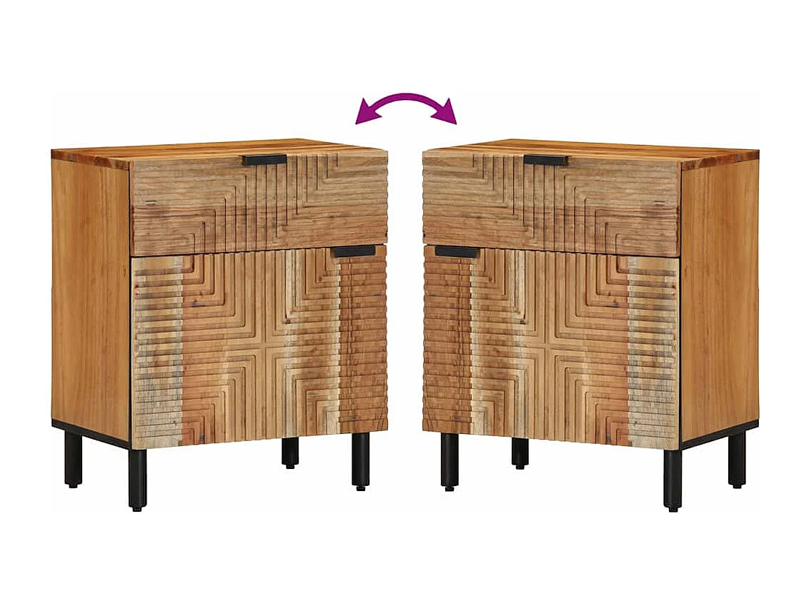 Nachttisch-Beistelltisch Braun 50 x 33 x 60 cm Massivholz Akazie SHL69554