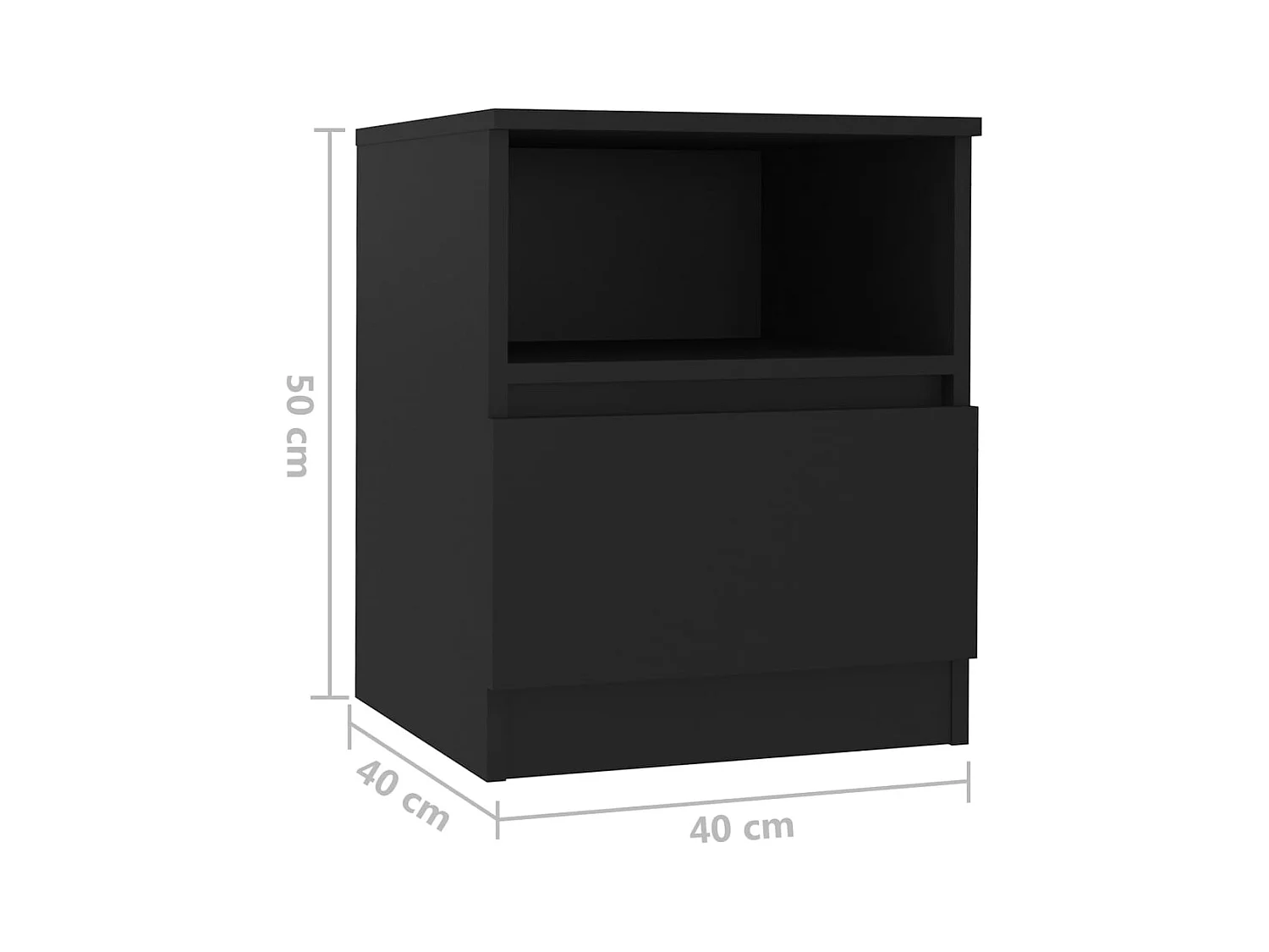 Mesitas de noche | Mesilla de noche 2 uds madera contrachapada negro 40x40x50 cm