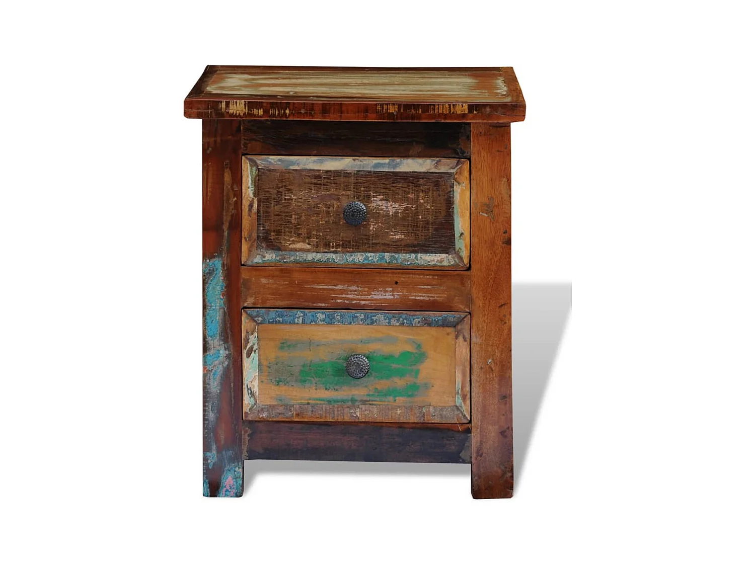 Mesita de noche | Mesilla de noche con 2 cajones madera maciza reciclada